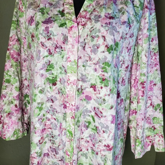 Alfred Dunner Women's Floral Button Down 3/4 Sleeve Top Size 18 - Picture 7 of 12